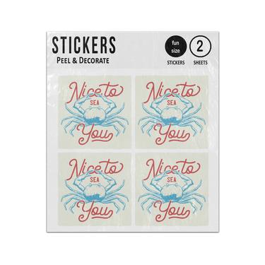 Picture of Nice To Sea You Quote Crab Illustration Sticker Sheets Twin Pack