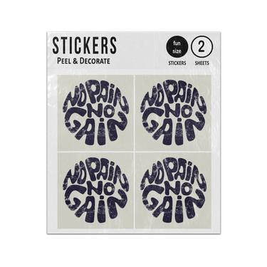 Picture of No Pain No Gain Typography Gym Motivation Sticker Sheets Twin Pack