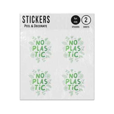 Picture of No Plastic Zero Waste Illustration Organic Sign Sticker Sheets Twin Pack