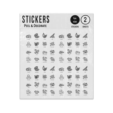 Picture of Nuts Beans Seeds Food Icon Symbols Collection Set Sticker Sheets Twin Pack