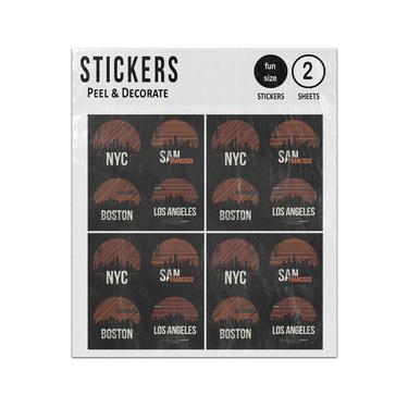 Picture of Nyc San Francisco Boston Los Angelese Skyline Silhouettes Sticker Sheets Twin Pack