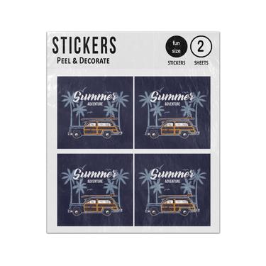 Picture of Old Vintage Estate Car With Surfboard Summer Adventure Sticker Sheets Twin Pack