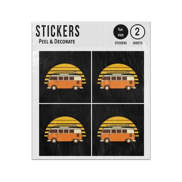 Picture of Orange Camper Van Vintage Sunset Illustration Sticker Sheets Twin Pack