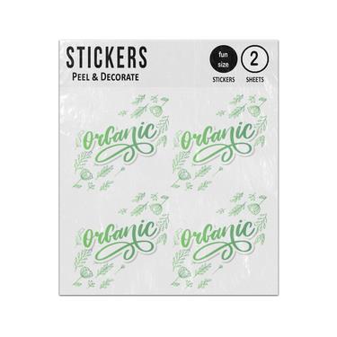 Picture of Organic Brush Lettering With Green Leaves Sticker Sheets Twin Pack