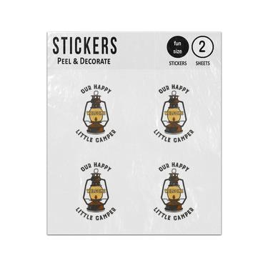 Picture of Our Happy Little Camper Quote With Camping Lantern Illustration Sticker Sheets Twin Pack