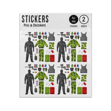 Picture of Paintball Team Game Shooting Sport Sticker Sheets Twin Pack
