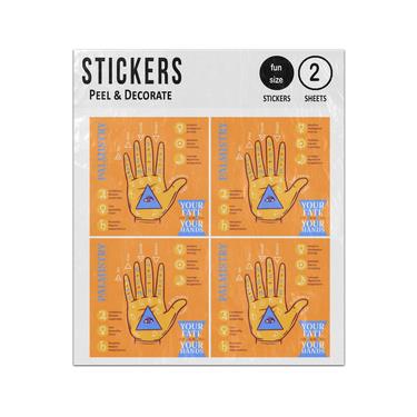 Picture of Palmistry Illustration Your Fate Your Hands Sticker Sheets Twin Pack