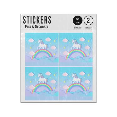 Picture of Paper Unicorn Clouds Rainbow Stars Illustration Sticker Sheets Twin Pack
