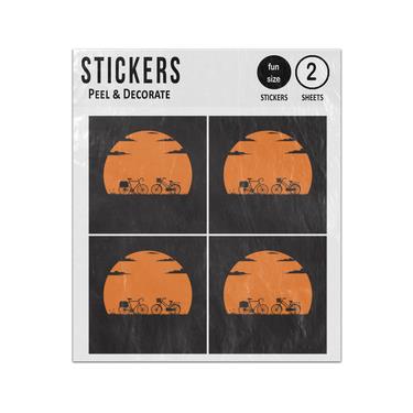 Picture of Parked Bikes Meadow Sunset Silhouette Sticker Sheets Twin Pack