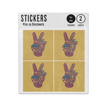 Picture of Peace Fingers Sign Composition Free Love Peace Words Sticker Sheets Twin Pack