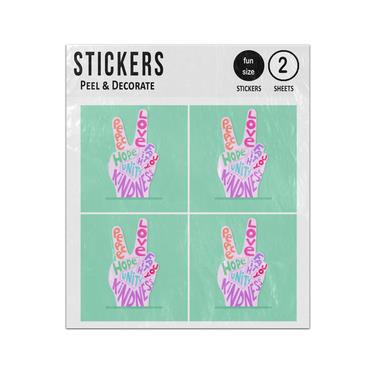 Picture of Peace Fingers Sign Composition Words Sticker Sheets Twin Pack