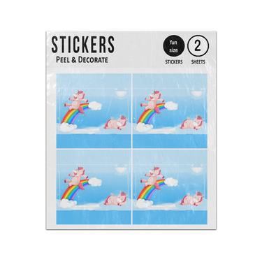 Picture of Playing Unicorns Rainblow Slide Sleeping Clouds Sticker Sheets Twin Pack