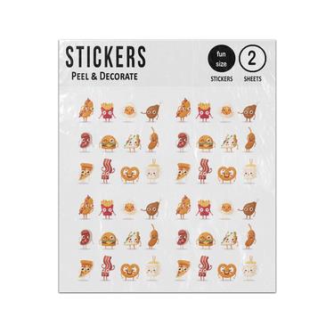 Picture of Popular Fast Food Cartoon Characters Funny Faces Sticker Sheets Twin Pack