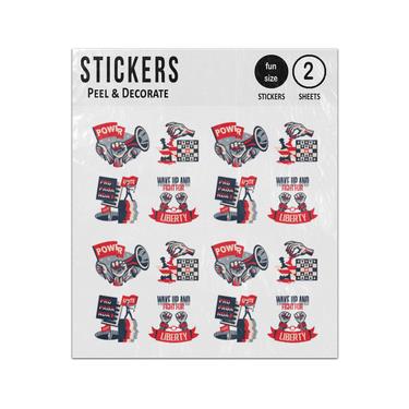 Picture of Power Liberty Freedom Propaganda Vintage Political Slogans Sticker Sheets Twin Pack