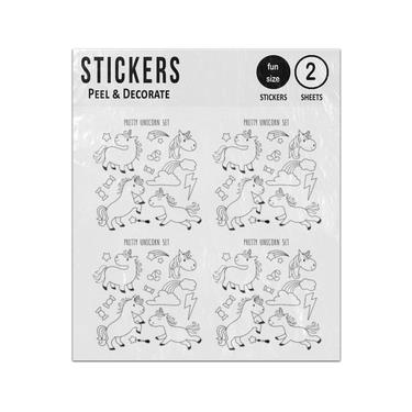 Picture of Pretty Unicorns Playing Outline Set Collection Sticker Sheets Twin Pack