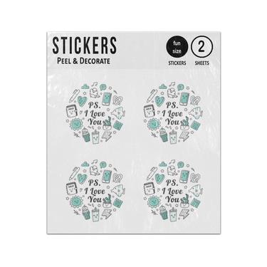 Picture of Ps I Love You Doodles Sticker Sheets Twin Pack