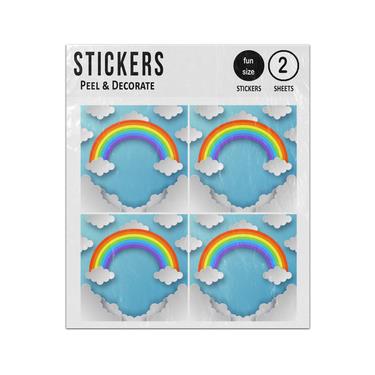 Picture of Rainbow Clouds Papercut Style Blue Sky Sticker Sheets Twin Pack