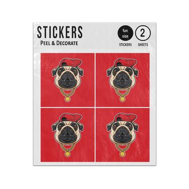 Picture of Rapper Pug Dog Baseball Cap Gold Chain Sticker Sheets Twin Pack