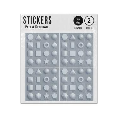 Picture of Realistic Math Basic 3D Shapes Set Collection Sticker Sheets Twin Pack