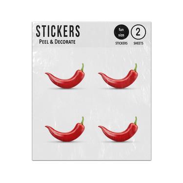 Picture of Realistic Red Hot Natural Chili Pepper Sticker Sheets Twin Pack