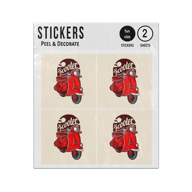 Picture of Red Retro Vitage Scooter Sticker Sheets Twin Pack
