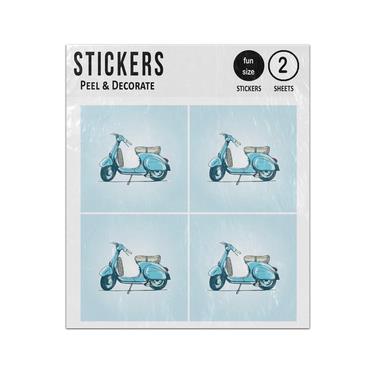 Picture of Retro Vintage Turquoise Scooter Sticker Sheets Twin Pack