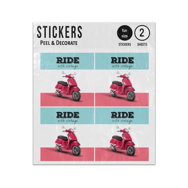 Picture of Rider With Vintage Scooter Flag Background Sticker Sheets Twin Pack