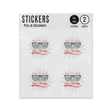 Picture of Ride The Wave Or Go Away Hipster Shades Sticker Sheets Twin Pack