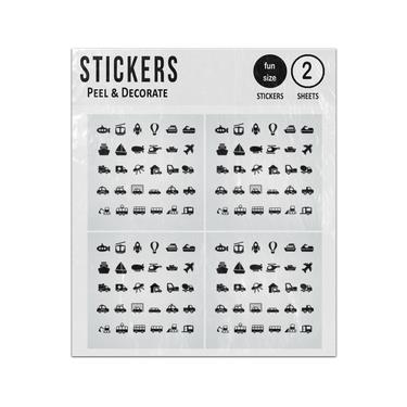 Picture of Road Air Sea Space Construction Emergency Vehicles Silhouette Icons Set Sticker Sheets Twin Pack