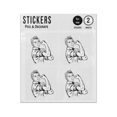 Picture of Rosie Riveter Women Roll Up Sleeves Get To Work Illustration Sticker Sheets Twin Pack
