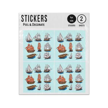 Picture of Sailing Ships Sketched Illustrations Set Collection Sticker Sheets Twin Pack