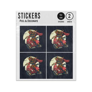 Picture of Samurai Soldier Riding Retro Scooter Sticker Sheets Twin Pack