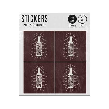 Picture of Save Water Drink Wine Bottle Silhouette Sticker Sheets Twin Pack