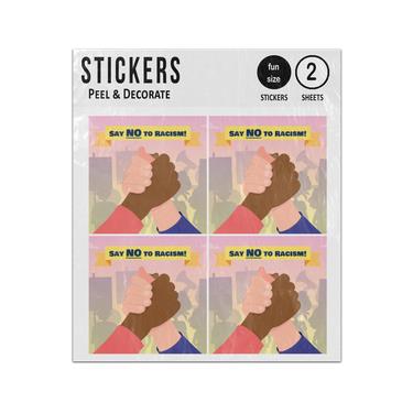 Picture of Say No Racism Black White Hand Shake Sticker Sheets Twin Pack