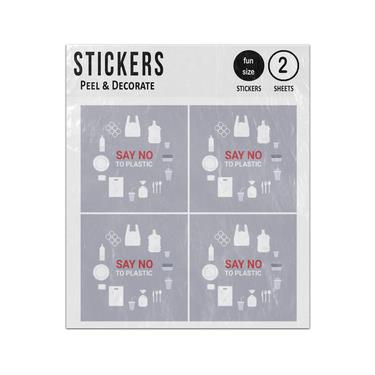 Picture of Say No To Plastic Ecology Problem Save Earth Recycle Elements Sticker Sheets Twin Pack