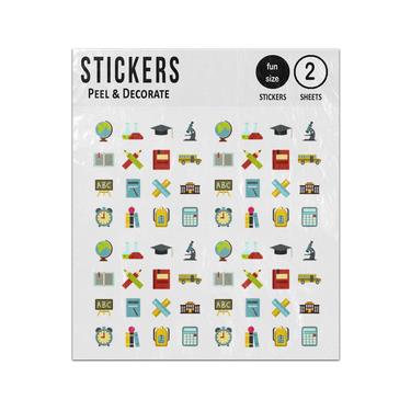 Picture of School Education Study Learning Student 2D Flat Icons Set Sticker Sheets Twin Pack