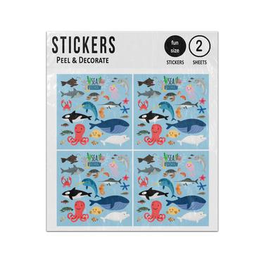 Picture of Sea Ocean Animals Whales Sharks Octopus Dolphin Sticker Sheets Twin Pack