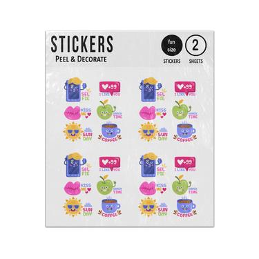 Picture of Selfie Heart Like You Kiss Me Sun Day Sticker Sheets Twin Pack