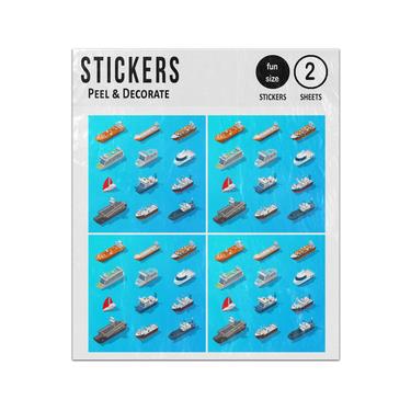 Picture of Ships Boats Vessels Isometric 3D Set Sticker Sheets Twin Pack