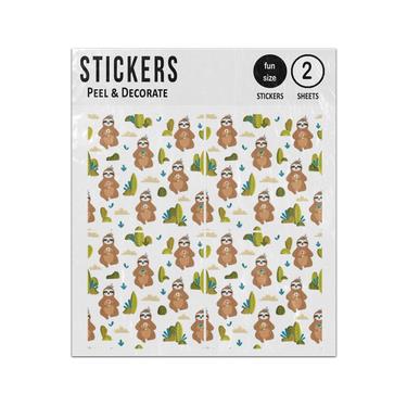 Picture of Sitting Sloth Seamless Pattern Sticker Sheets Twin Pack