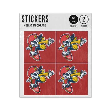 Picture of Skate Or Die Skull Cartoon Character Sticker Sheets Twin Pack