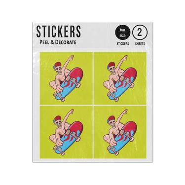Picture of Skater Skull Face Riding Skateboard Sticker Sheets Twin Pack