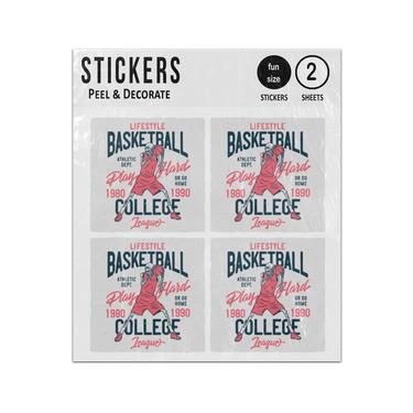 Picture of Skeleton Lifestyle Basketball College League Play Hard Sticker Sheets Twin Pack