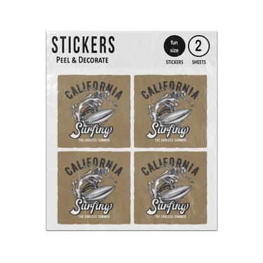 Picture of Skeleton Surfer California Surfing Endless Summer Sticker Sheets Twin Pack
