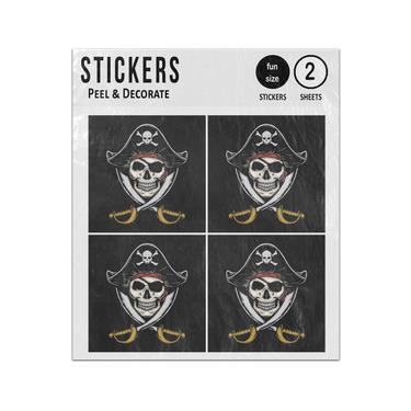 Picture of Skull Pirate Skull Crossed Swords Illustration Sticker Sheets Twin Pack