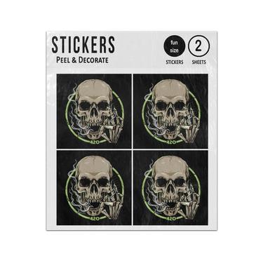Picture of Skull Smoking Cigarette 420 Sticker Sheets Twin Pack