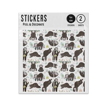 Picture of Sleeping Sloths Seamless Pattern Sticker Sheets Twin Pack