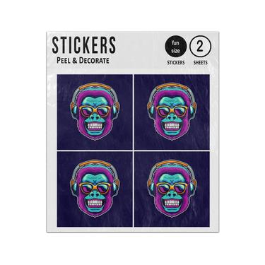 Picture of Smiling Gorilla Sunglasses Headphones Pop Art Sticker Sheets Twin Pack