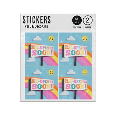 Picture of Smiling Sun Rainbow Re Opening Soon Sticker Sheets Twin Pack