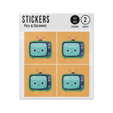 Picture of Smiling Tv Set Old Retro Style Sticker Sheets Twin Pack